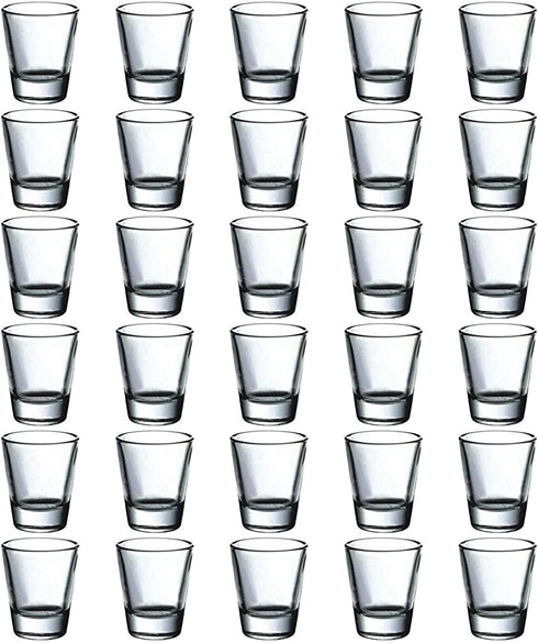 Tebery 2-Ounce Round Clear Shot Glasses Sets with Heavy Base, Set of 30