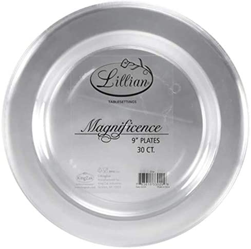 Premium Quality Heavyweight Plastic Plates China Like. Wedding and Party Dinnerware Plastic Plates 9 inch, Crystal Clear - Value Pack 30 Count