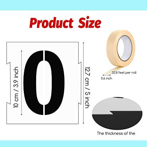 20 Pieces Curb Stencil Kit 0-9 Address Number Stencil Reusable Plastic Numbers Stencils with 2 Rolls Masking Tape for Painting Address in Wall Wood Road Mailbox (4 Inch Height)
