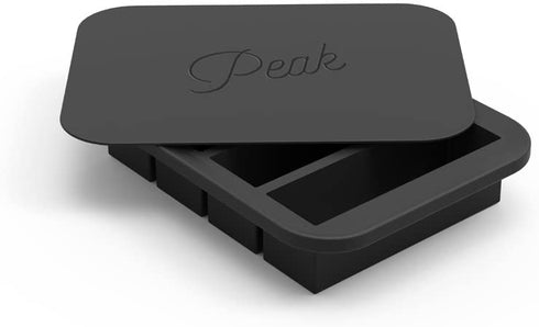 W&P Peak Silicone Collins Ice Tray w/ Protective Lid | Charcoal | Easy to Remove Ice Cubes | Food Grade Premium Silicone | Dishwasher Safe, BPA Free