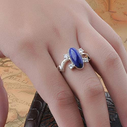 JinYu 2 Set Unisex Vampire Diaries Elena Sapphire Crystal Daylight Ring and Katherine Sapphire Crystal Pendant Daywalking Necklace