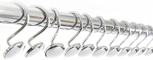 BINO | Shower Curtain Hooks, Chrome | Set of 12 Shower Curtain Rings | Shower Hooks for Curtain Shower Rings