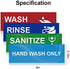 Wash Rinse Sanitize Sink Labels, Hand Wash Only Sign, 4 Pack 3 Compartment Sink Waterproof Sticker Signs for Wash Station, Commercial Kitchens, Restaurant, Food Trucks, Busing Stations, Dishwashing…