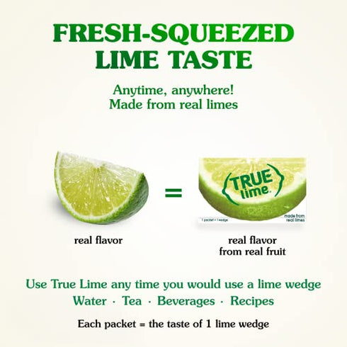 TRUE LIME Water Enhancer, Bulk Dispenser Pack (100 Packets) | Zero Calorie Unsweetened Water Flavoring | For Water, Bottled Water & Recipes | Water Flavor Packets Made with Real Limes
