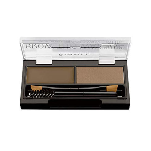 Rimmel Brow This Way Sculpting Kit, Blonde, Powder 0.04 oz., Wax 0.03 oz., Brow Sculpting & Styling Kit with Eyebrow Wax & Setting Powder