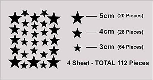 Wall Decals Red Stars for Kids Room, 3-4-5centimeter Mix 112 Pcs, Easy to Peel Easy to Stick, Safe On Walls and Paint, Vinyl Decor by Bugybagy. (Matte Red)