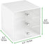 mDesign Plastic Home Office 3 Drawer Cube Storage Organizer - Desktop Organization for Office Supplies, Gel Pens, Pencils, Markers, Tape, Erasers, Paperclips, Chargers - White/Clear