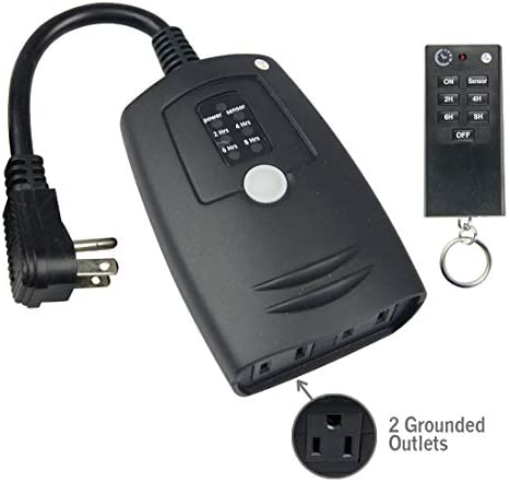 HomeHopes Outdoor Light Timer Remote Control, Christmas Light Timer Switch Outlet, Automatic Light Switch Timer Outlet