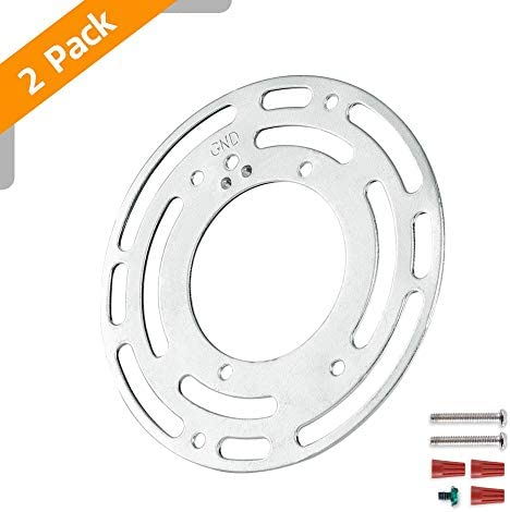 ZOOSSI 4 Inches Diameter Universal Light Fixture Mounting Bracket, 2 Pack Circle Ceiling Light Brackets, Iron Light Fixture Mounting Plate with Ground Screw, Ceiling Light Crossbar for Wall Light