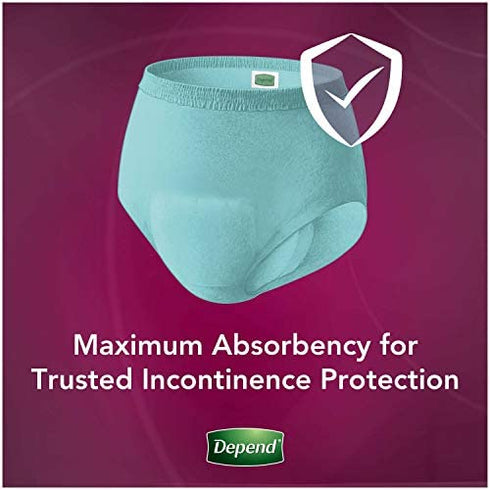 Depend Silhouette Incontinence and Postpartum Underwear for Women, Maximum Absorbency, Disposable, Small, Pink/Black/Teal/Berry, 4 Count