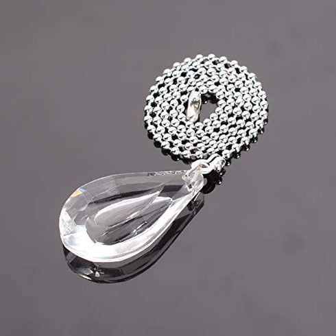 longsheng Clear Crystal Prism Drop Dazzling Crystal Ceiling Fan Pull Chain Pull Chain Extension with Connector for Ceiling Light Fan Set of 4 with Gift Box