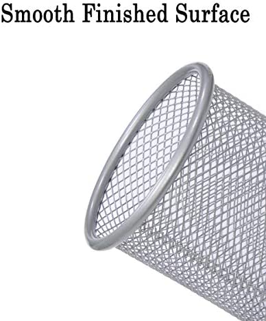 Qualsen Pen Holder for Desk 4 Pack, Mesh Desk Organizer Pencil Holder for Desk, Mesh Pen Holders Office Pen Organizer Silver, 4 Pack
