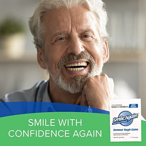 Smile Again Denture Cleaner (90 Days), Dental Cleaner for Retainer, Denture & Nightguard, Fights Coffee and Smoker Stains for a Fresh Mouth -3 Month Supply for Bright Dentures