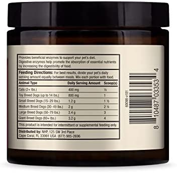 Dr. Mercola Digestive Enzymes for Cats & Dogs, 150 Scoops (4.23 oz),Kibble Diets or Pets with Sensitive Stomachs, Non GMO, Gluten Free, Soy Free