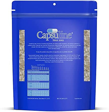 Capsuline Size 00 - Clear Empty Gelatin Capsules - 1000 Count - Empty Gel Pill Capsules - DIY Pure Bovine Pill Capsule filling - Empty Caps - Kosher, Gluten Free and Halal Certified - Non-GMO Certified (Clear)