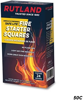 Rutland Products Safe Lite Fire Starter Squares, 24 squares - 50C