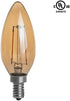 HERO-LED B10-DSGT-2W-WW22 Dimmable Gold Tint B10 E12 2W Candelabra Style LED Filament Chandelier Light Candle Bulb, 25W Equivalent, Ultra Warm White 2200K (Amber Glow), UL-Listed, 4-Pack