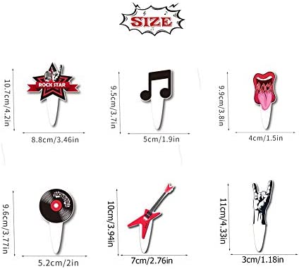 L.CLOVERBN 36Pcs Rock & Roll Musical Cupcake Topper, Guitar, Note, Disc,Hot Music Elements Cake Decoration for Rock Music Party Supplies.2 Sides