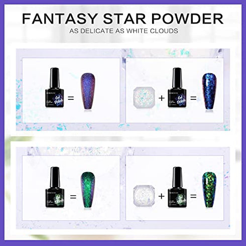 Morovan Chameleon Gel Nail Polish Kit with Base Coat & Top Coat - 4 Colors Chameleon Blue Green Orange Classic Black Polish Soak Off Rainbow Mood Phantom Chameleon Gel Nail Polish Kit Gift Box 10ml Each Bottle