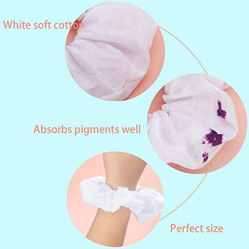 10 Pack White Cotton Scrunchies for Tie Dye Hair Elastic Hair Ties Pony Tail Holder for Party