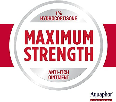 Aquaphor Itch Relief Ointment, Maximum Strength 1% Hydrocortisone, Relieves Itch from Skin Irritation, Insect Bites, Psoriasis, Skin Rashes, Eczema, & Poison Ivy, 2 oz