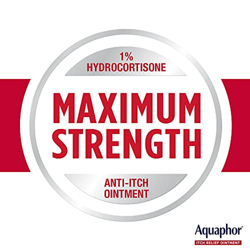 Aquaphor Itch Relief Ointment, 1% Hydrocortisone Anti Itch Skin Ointment, 1 Ounce (Pack of 2)
