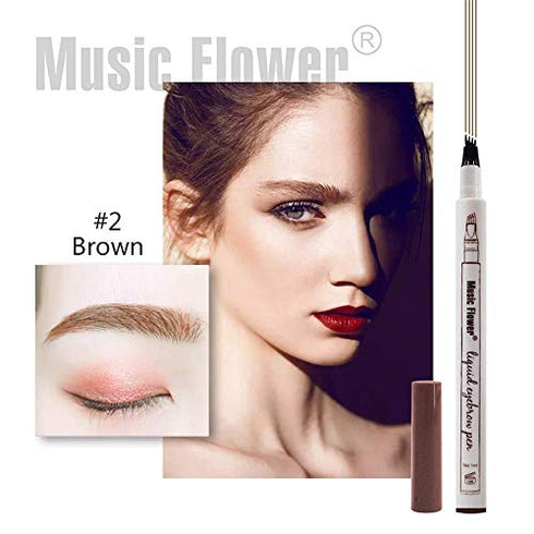 Eyebrow Pen,MoonKong 4 Point Eyebrow Pencil Waterproof Eye Brown Makeup,Eyebrow Kits with 3 Eyebrow Stencil,1 Brow Razor(2# Brown)