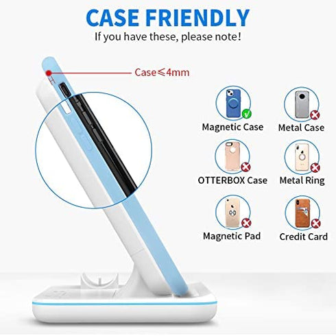 WAITIEE Wireless Charger 3 in 1, 15W Fast Charging Station for Apple iWatch 6/5/4/3/2/1,AirPods Pro, Compatible with iPhone 14/13/12/Pro Max/11 Series/XS Max/XR/XS/X/8/8 Plus/Samsung Galaxy (White)