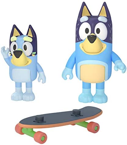 Bluey - Skateboarding 2.5" & Dad 3.27" Figures - 2 Pack, Multicolor (13042)