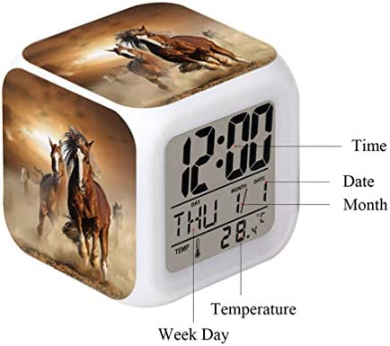 Cointone Led Alarm Clock Horse Design Creative Desk Table Clock Glowing Electronic Colorful Digital Alarm Clock for Unisex Adults Kids Toy Birthday Present