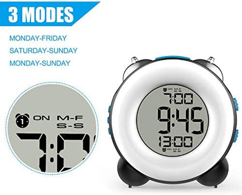 Banne Loud Alarm Clock for Heavy Sleepers with Dual Alarm Night Light Bedside Battery Powered (Black)