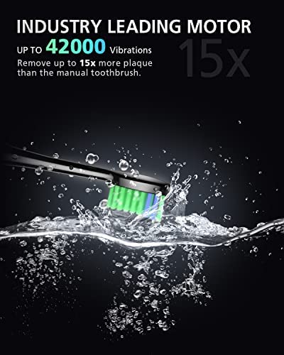 BAOVERI Electric Toothbrush with 8 Brush Heads for Adults&Kids, Sonic Electric Toothbrushes, 5 Modes&3 Intensity Levels, 2 Minutes Smart Timer, 4 Hours Fast Charge for 60 Days (Black)
