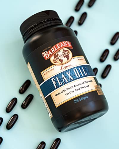Barlean's Lignan Flaxseed Oil Softgels from Cold-Pressed Flaxseeds - 1,550 mg ALA Omega-3 Fatty Acids for Improving Heart Health - Non-GMO, Gluten-Free - 100 ct