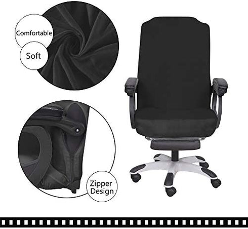 SARAFLORA Office Chair Cover- Large, Black- Removable Computer Chair Cover for Office Chair with Zipper for Universal Rotating Chair Desk Chair Cover High Back Chair Seat Washable Protector for Pets