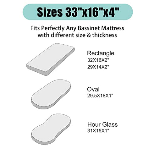 TILLYOU Silky Soft Breathable Bassinet Sheets Fitted for Baby Boy Girl, Compatible with Brands’ Basinette Bedside Co-Sleeper Lounger Cradle Oval Rectangle Hourglass Mattress, 2-Pack Floral Flowers