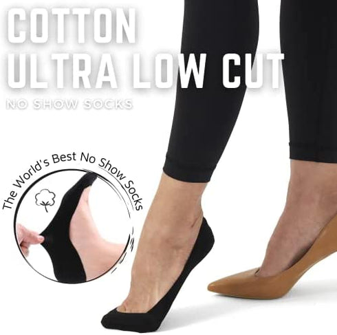 Womens TRULY No Show Socks for Flats Heels Non Slip Cotton Ultra Low Cut Liner Socks