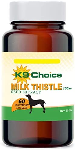 K9 Choice Milk Thistle for Dogs - 60, 100 mg Capsules - Promotes Liver Healthy Function for Dogs