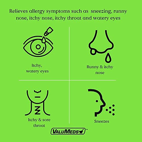 ValuMeds 24-Hour Allergy Medicine (300-Count) Antihistamine for Pollen, Hay Fever, Dry, Itchy Eyes, Allergies | Cetirizine HCl 10mg Caplets