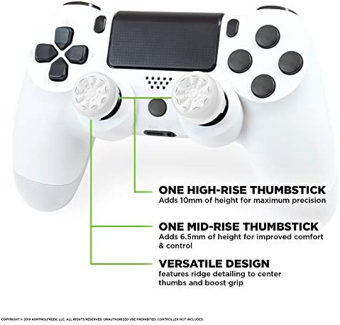 KontrolFreek FPS Freek Galaxy White for Playstation 4 (PS4) and Playstation 5 (PS5) | Performance Thumbsticks | 1 High-Rise, 1 Mid-Rise | White