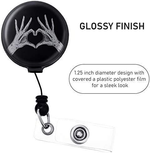 3 Pieces X-Ray Badge Reel Retractable X-Ray Hands Heart Nursing Name Badge Clips X-Ray ID Badge Holder Radiology Tech Badge Holder with Alligator Clip for Nurse Doctors Teacher Student Volunteer