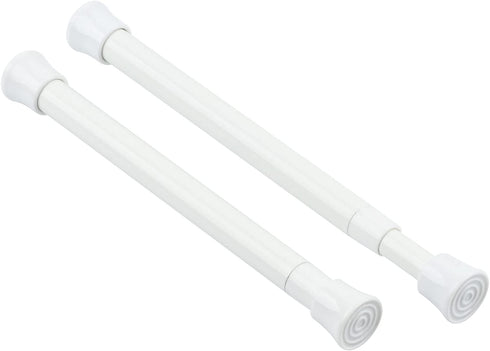 KXLIFE 2 Pack Small Spring Tension Curtain Rod for Window Cupboard Closet (White, 7 to 12 Inch)