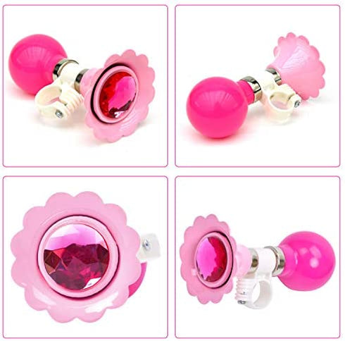 Kids Bike Horn, Children Bicycle Bell with 2 Pack Bike Handle Streamers Bike Accessories for Girls or Boys (Pink)