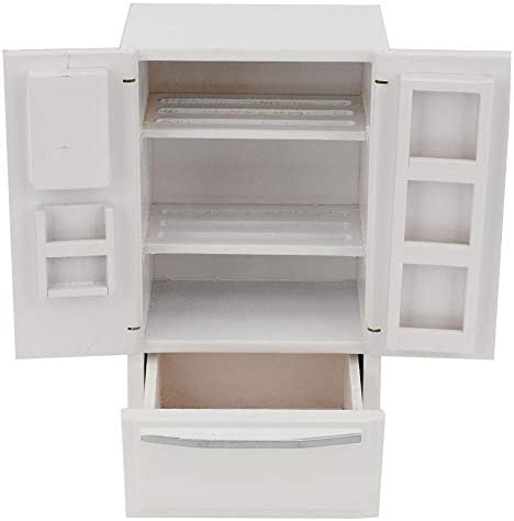 Tnfeeon 1:12 Dollhouse Miniature Accessories Refrigerator, High Simulation Kitchen Prop Delicate Model Dollhouse Decor(White)
