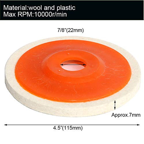 7PCS 4.5" x 7/8" Inch Wool Felt Disc Polishing Buffing Wheel Pad