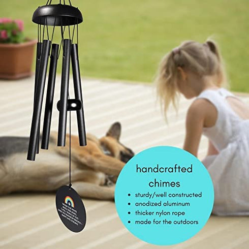 Solsken Home Pet Memorial Wind Chime 22” - Pet Memorial Gifts, Dog Sympathy Gifts, Pet Loss Gifts, Dog Memorial Gifts for Loss of Dog - Black