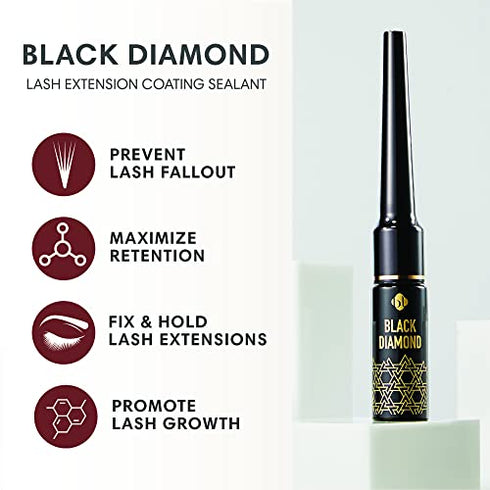 BL Lashes Eyelash Black Diamond / Crystal Drop eyelash mascara brush Overnighter coating sealant | Protective topcoat for long-lasting eyelash extensions | Longer Retention- 7 ml/ 0.24 fl Oz (Black)