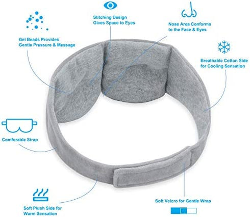 Weighted Sleep Mask Pain Relief Mask, Hot Cold Therapy Compression for Headache, Migraine, Sinus Pain, Puffy Eyes, Dry Eyes, Light Blocking Eye Pillow, Cotton Eye Cover for Sleeping Faster and Better