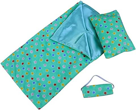 ZITA ELEMENT 14 - 14.5 Inch Girl Baby Doll Sleeping Bag with Pillow and Eye Mask for 14 - 14.5 Inch Doll Accessories Xmas Gift