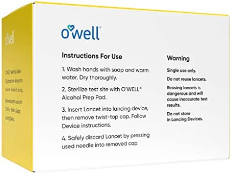 O'WELL Twist Top Lancets 33 Gauge, 100 Count | Ultra Thin Needle Lancets for Blood Glucose & Keto Testing | Box of 100 Sterile Lancets