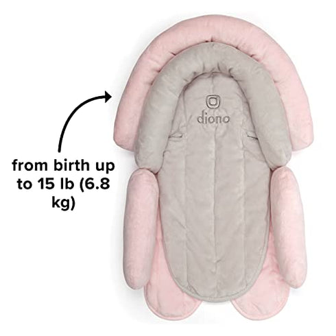 Diono Cuddle Soft 2-in-1 Baby Head Neck Body Support Pillow for Newborn Baby Super Soft Car Seat Insert Cushion, Perfect for Infant Car Seats, Convertible Car Seats, Strollers, Gray/Pink